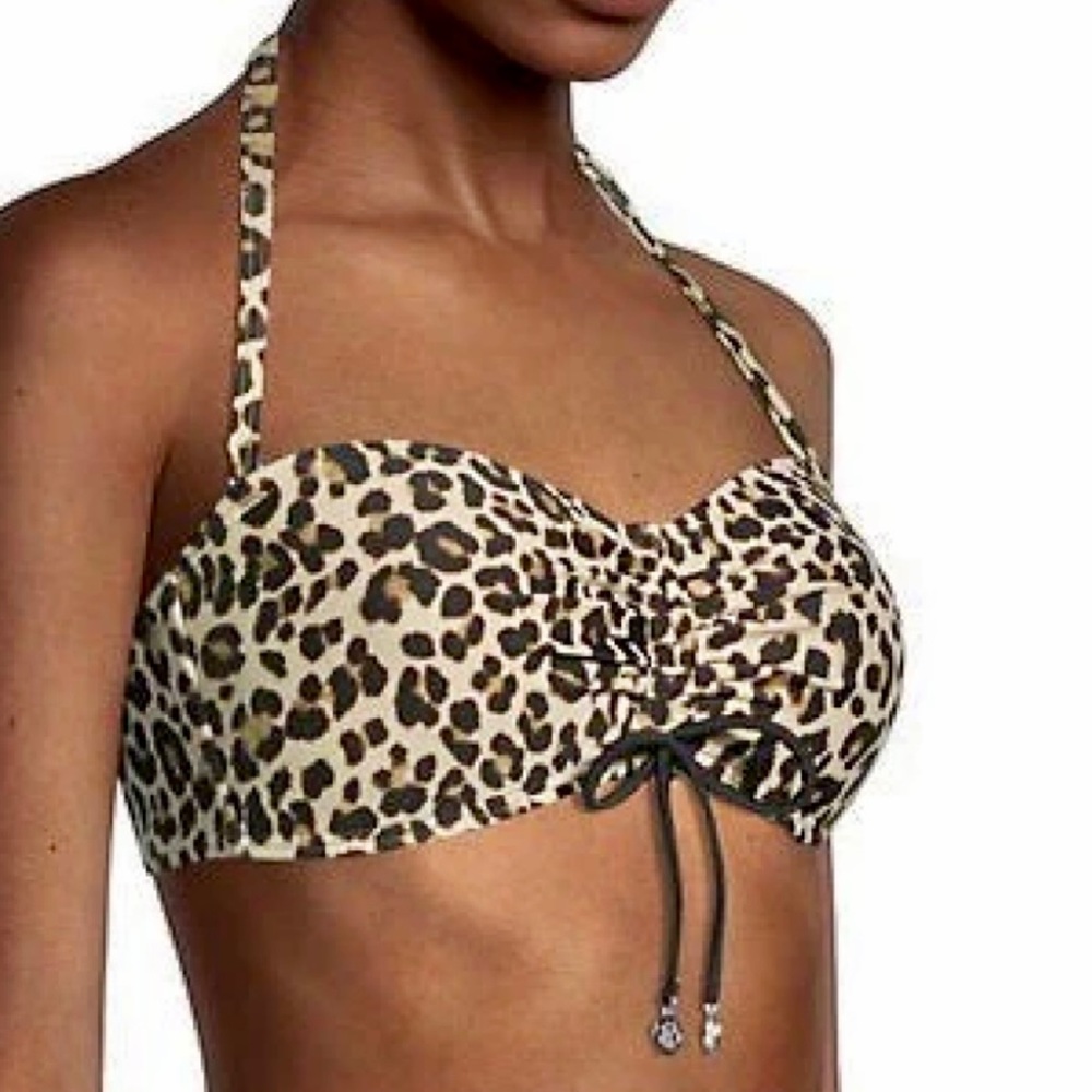 DKNY SUNTAN 🐆Leopard Print🐆 Bandeau Top w/Removable Halter Straps